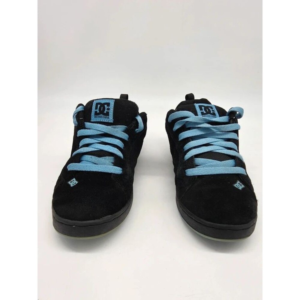 DC Shoes Court Graffik SE Womens 7.5 Black Suede Blue Hearts Y2K Chunky Skate 07 - Picture 2 of 8